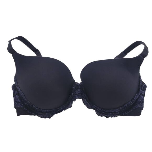 Lily of France Underwire Sensational Lace Black Push-Up Size 38C - Picture 1 of 8